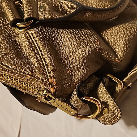 ANNE KLEIN Trinity Satchel in Brushed Gold Vegan Leather - Picture 9 of 14